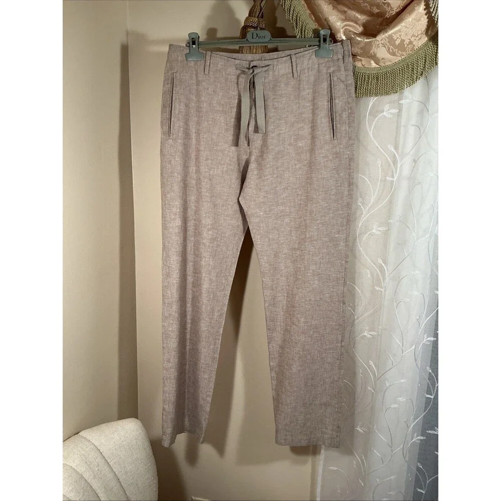 NWOT Perry Ellis Men’s Linen/Cotton Wide Leg Taupe Pants Sz 33X32